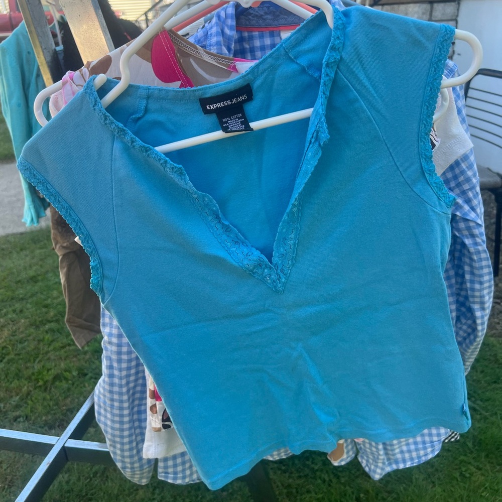 Express Kids Turquoise V-Neck Tank Top